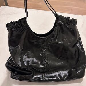 Yves Saint Laurent Patent Leather YSL Tote Bag Large Black Shoulder Bag